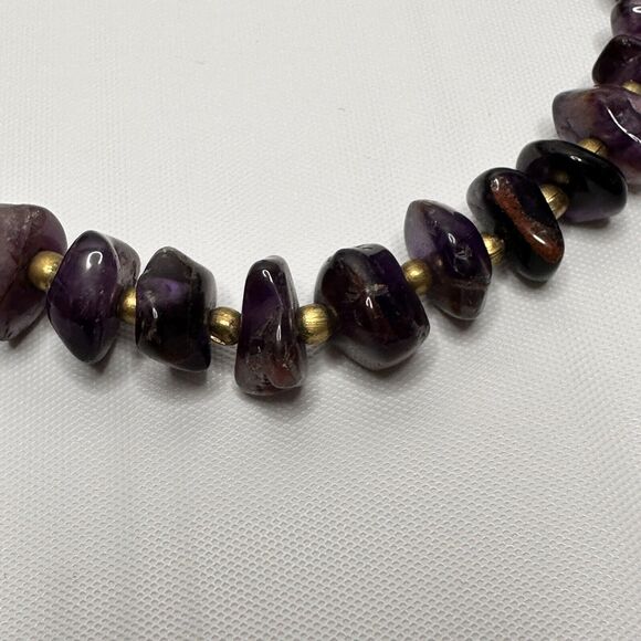 Vintage Amethyst Necklace Polished Gemstone Chip Bead Chunky 18" - Picture 15 of 16
